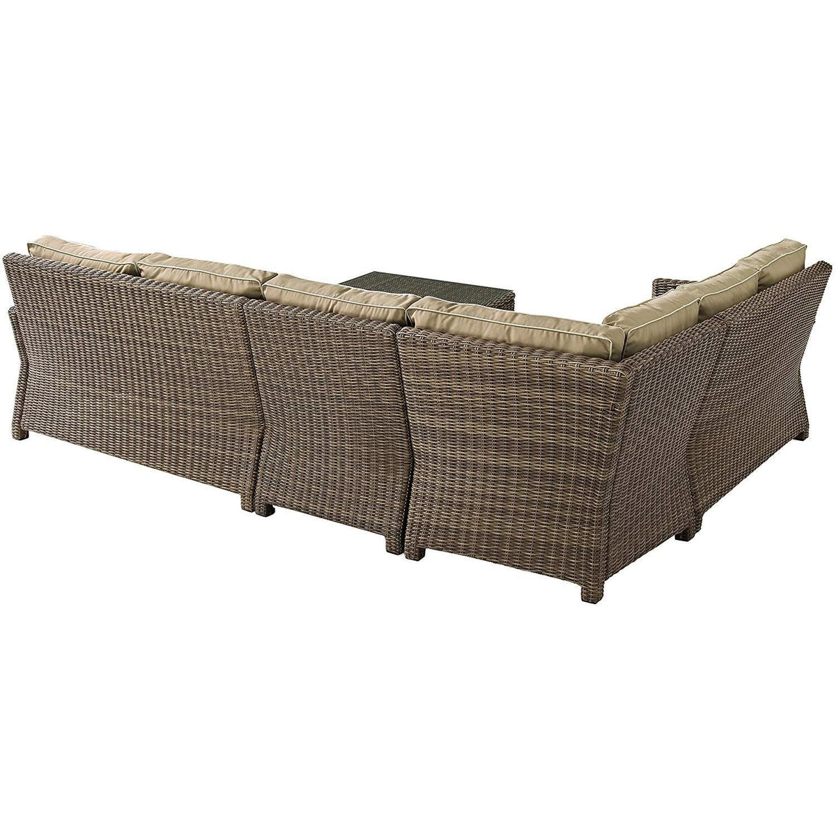 5Pc Outdoor Wicker Sectional Set with Glass Top Coffee Table I4437