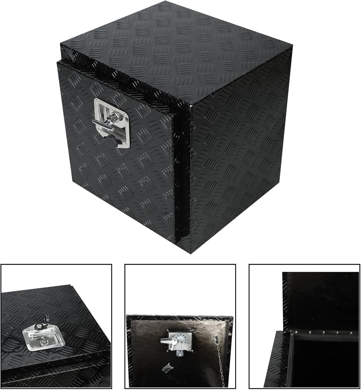 Black Aluminum 5 Bar Tread Underbody Toolbox with Lock Latch H49165