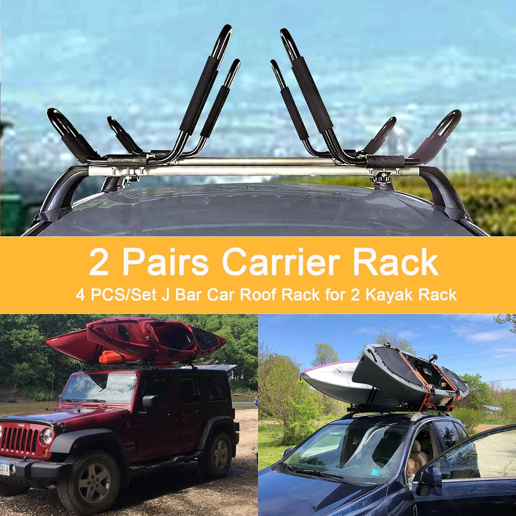 Kayak Roof Rack J-Bar Carrier Holder, Set of 4 Pack of 2 J517