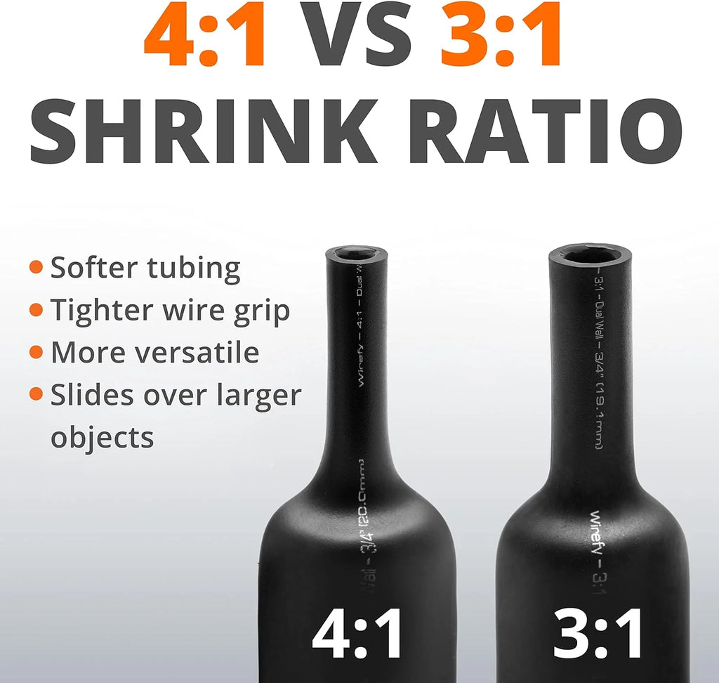 3/4" 4:1 Ratio Adhesive Lined Heat Shrink Tubing 50 Feet Roll Black K33313