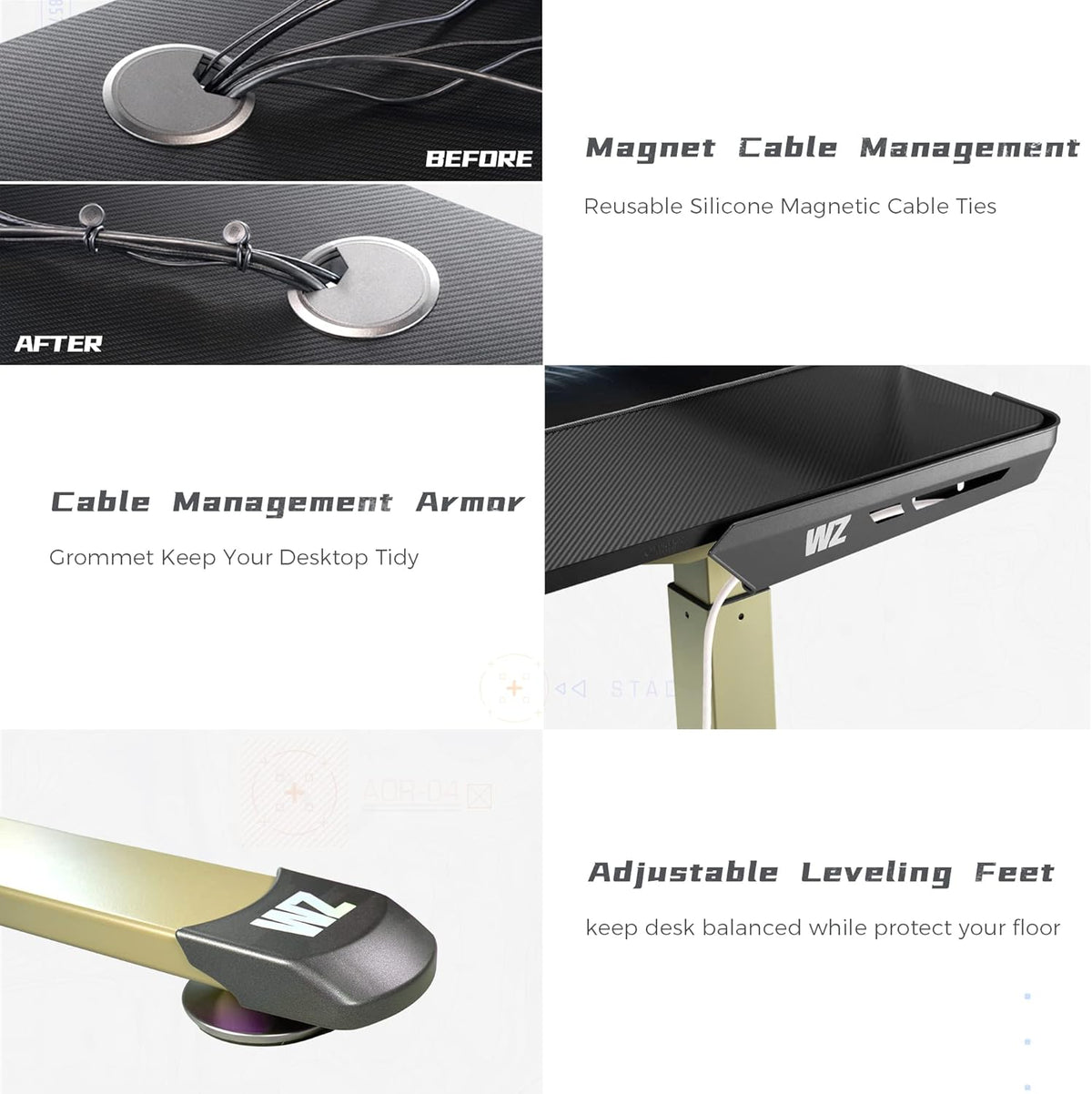 61 inches Height Adjustable Electric L-Shaped Standing Desk with USB Charged Monitor Stand Headphone Hook Mouse Pad Y3992