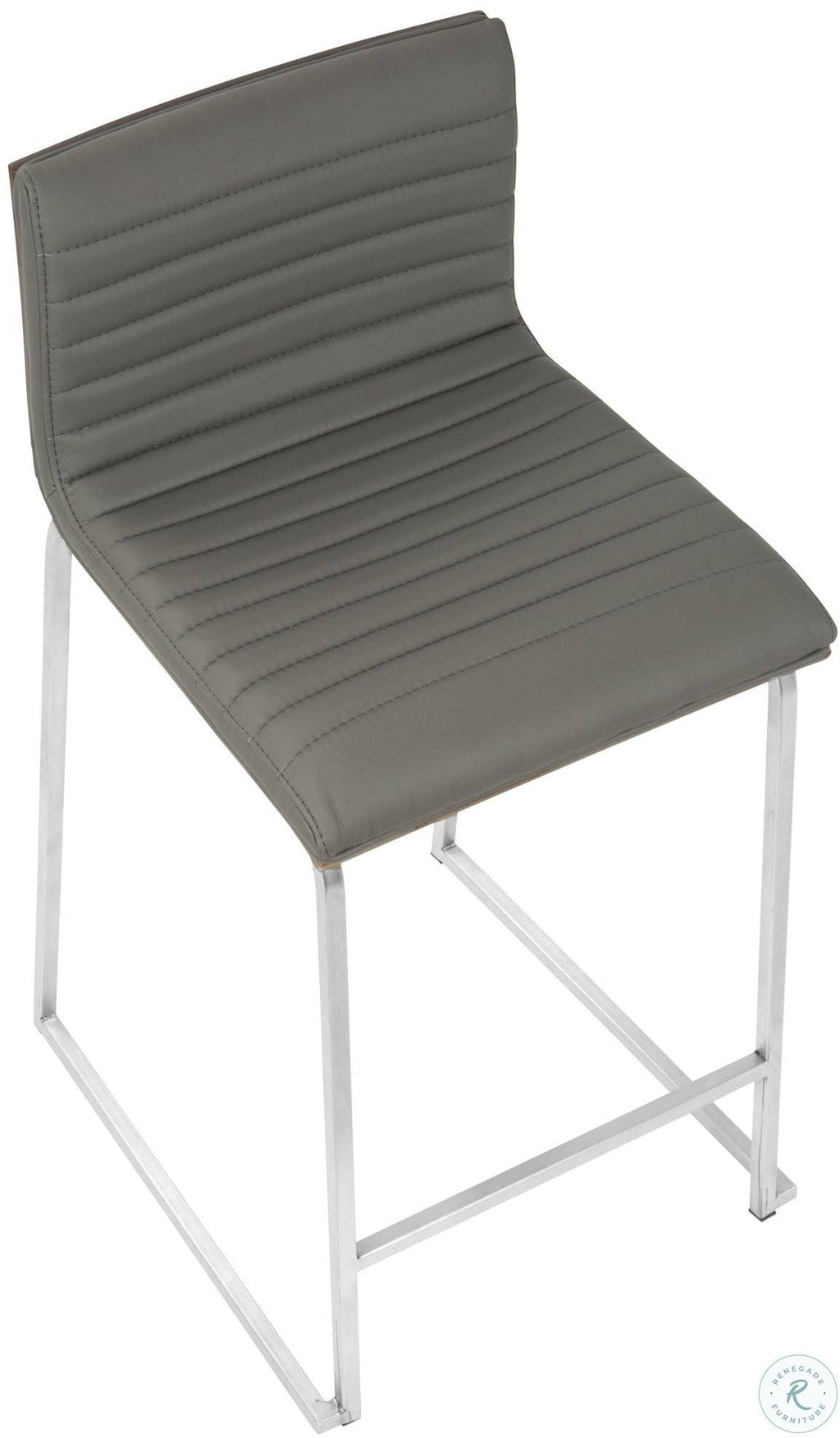 Counter Stool Set of 2 Walnut Grey J976335
