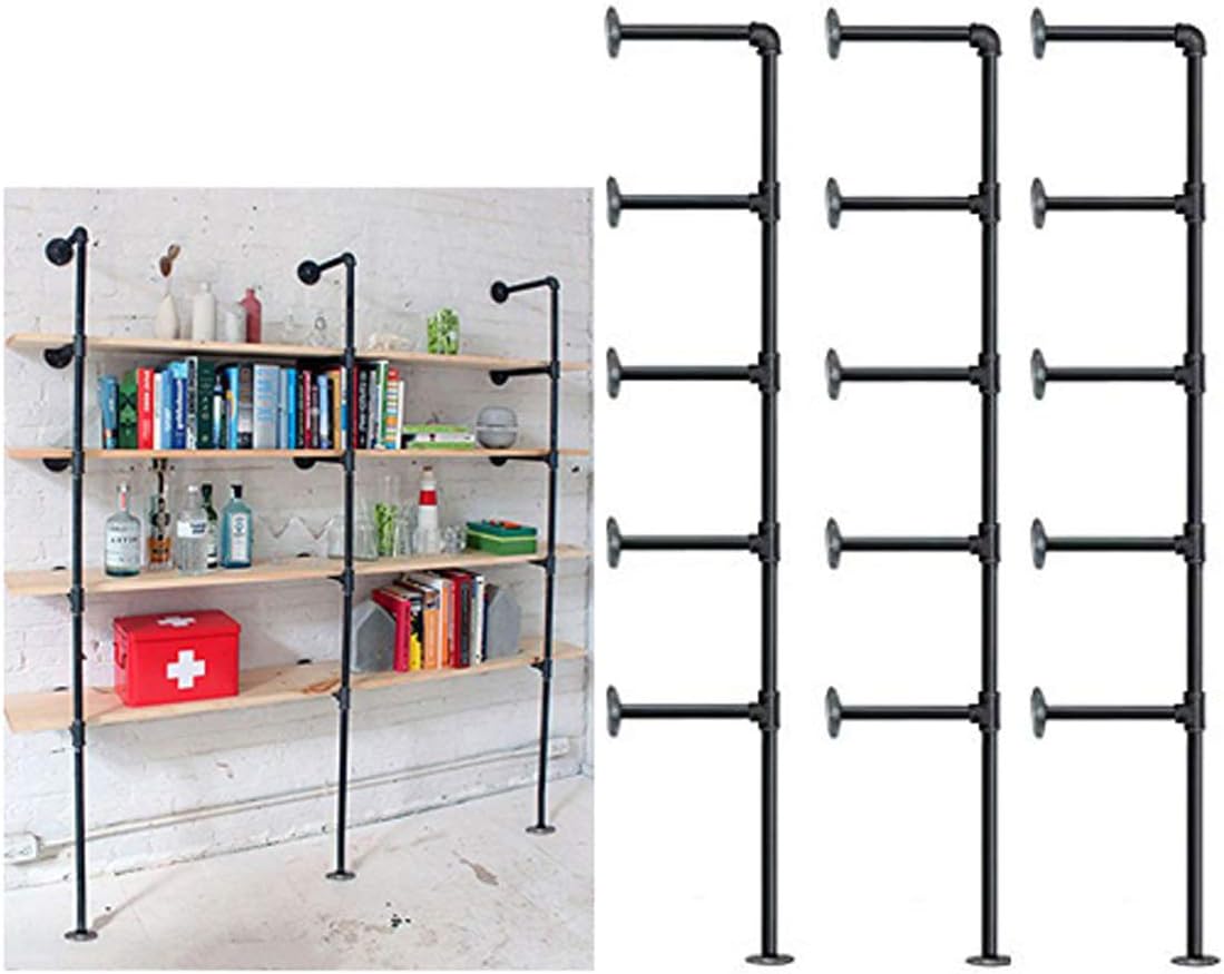 Industrial Retro Wall Mount Iron Pipe Shelf, DIY Open Bookshelf (2Pcs) R5650