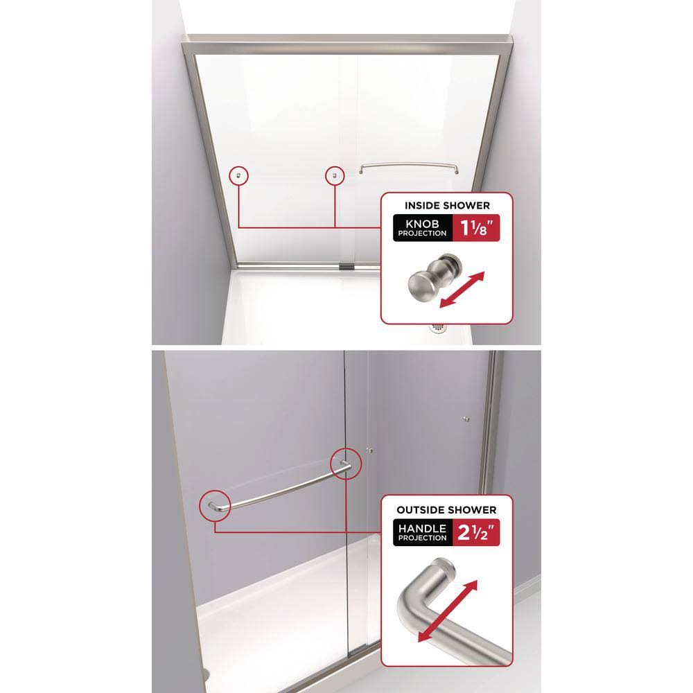 Semi-Frameless Sliding Bathtub Door in Chrome with Clear Glass B207020