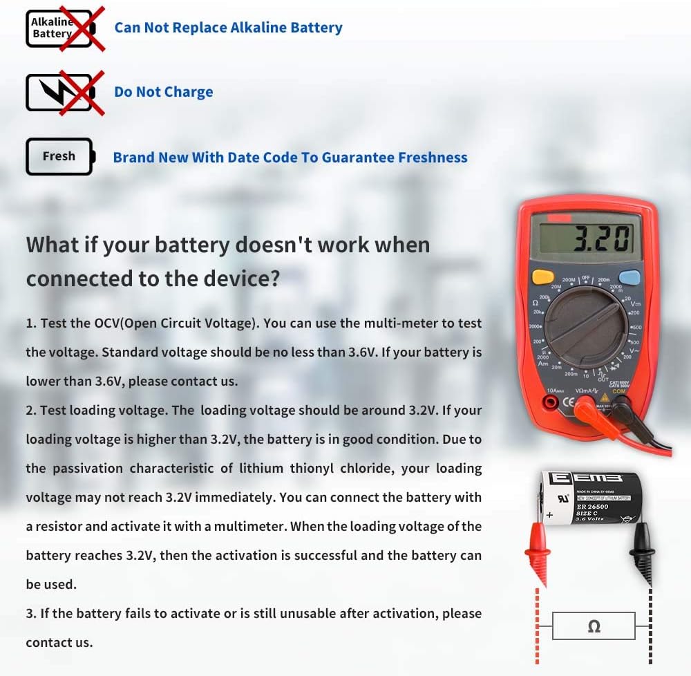 8X 3.6V Lithium Battery with Tabs D Size 19000 mAh J75744