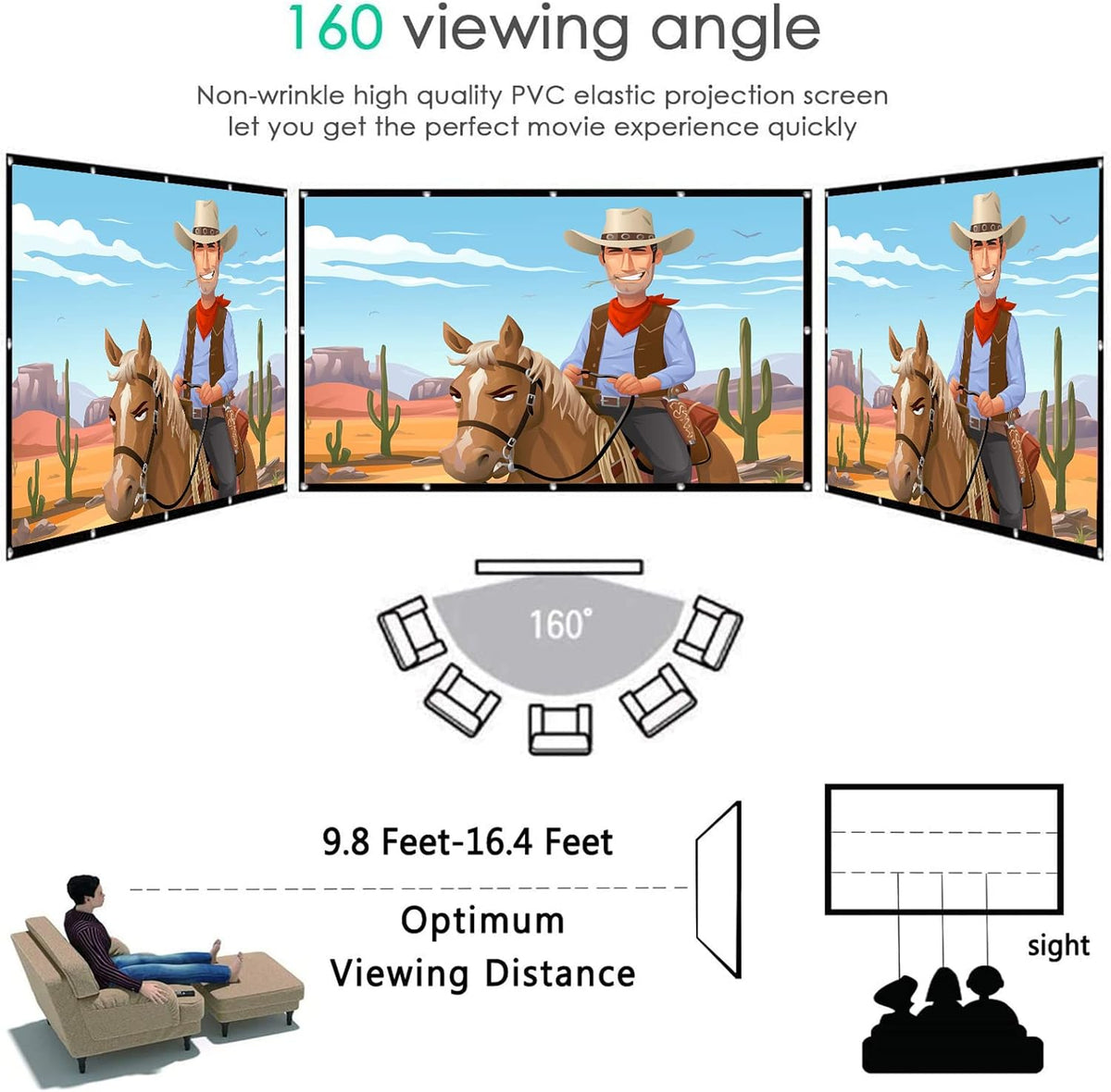 120 Inch Foldable Projector Screen with Stand P152