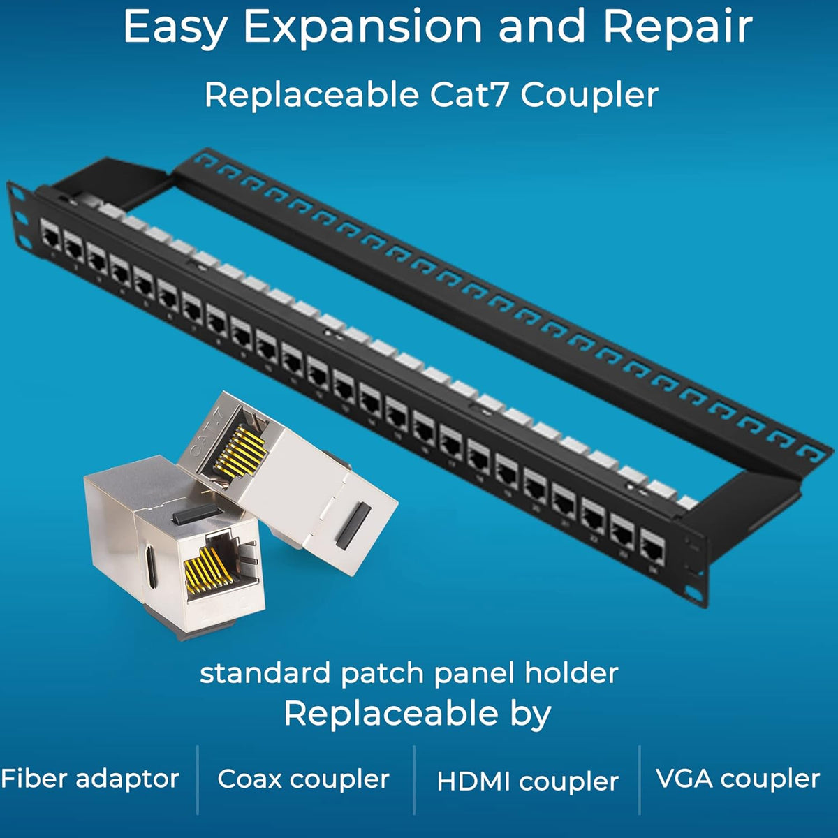24 Port Cat7 STP Shielded 1U Network Patch Panel Pack of 2 P5339