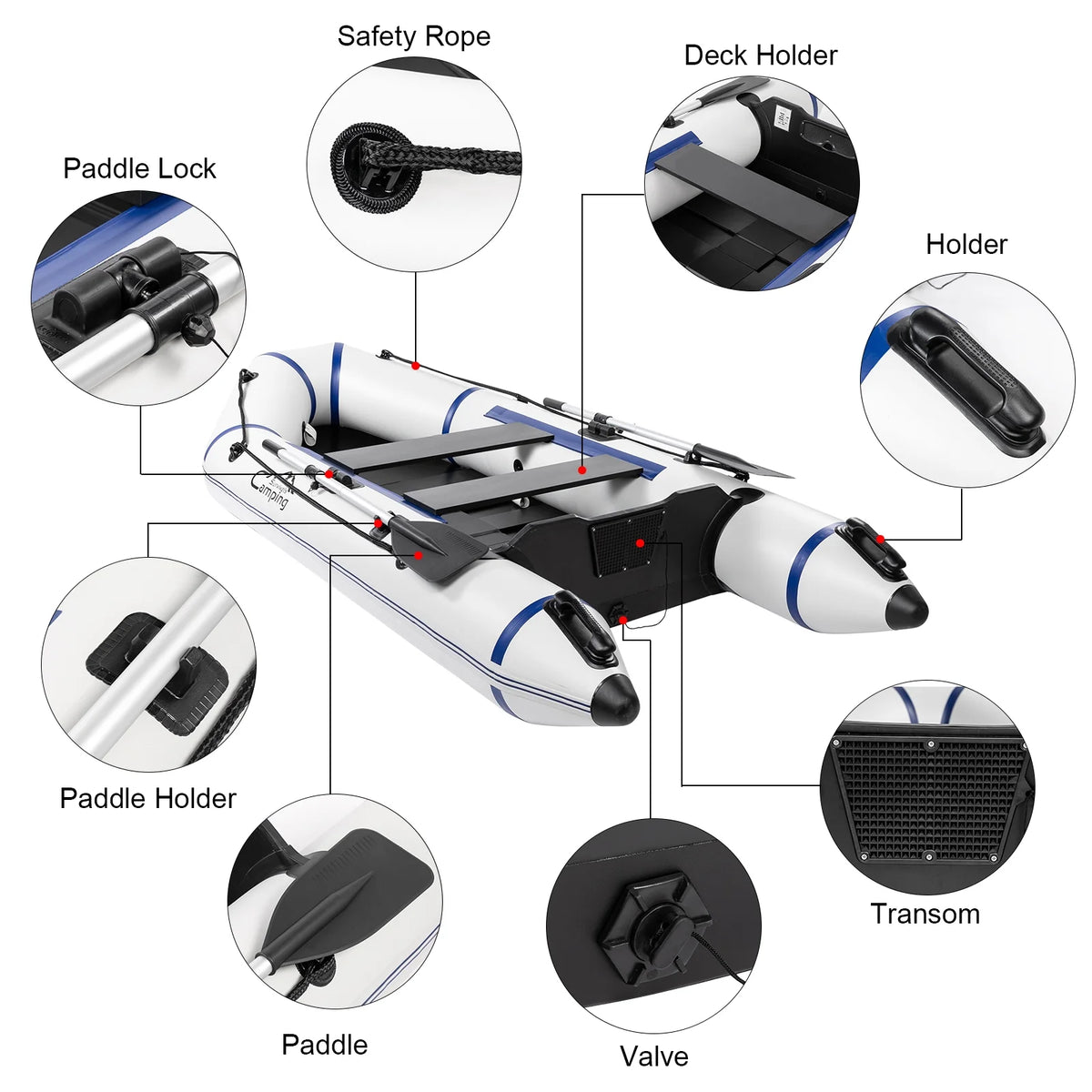 10ft Inflatable Boat, Gray/White M26407