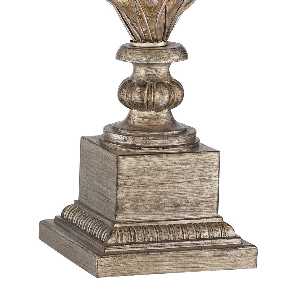 Traditional Table Lamp with Nightlight LED Mercury Glass Off White Fabric Bell Shade A59706