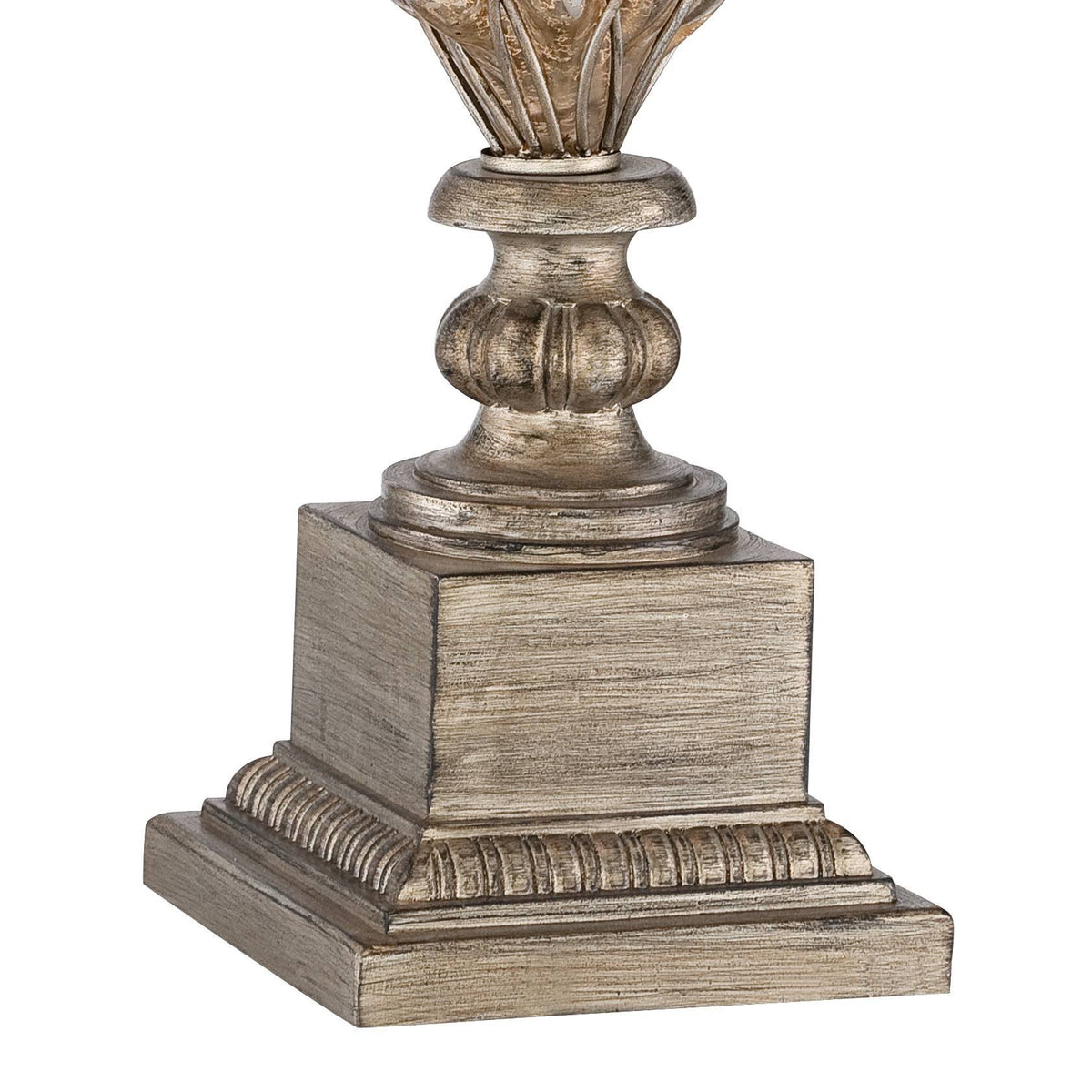 Traditional Table Lamp with Nightlight LED Mercury Glass Off White Fabric Bell Shade A59706