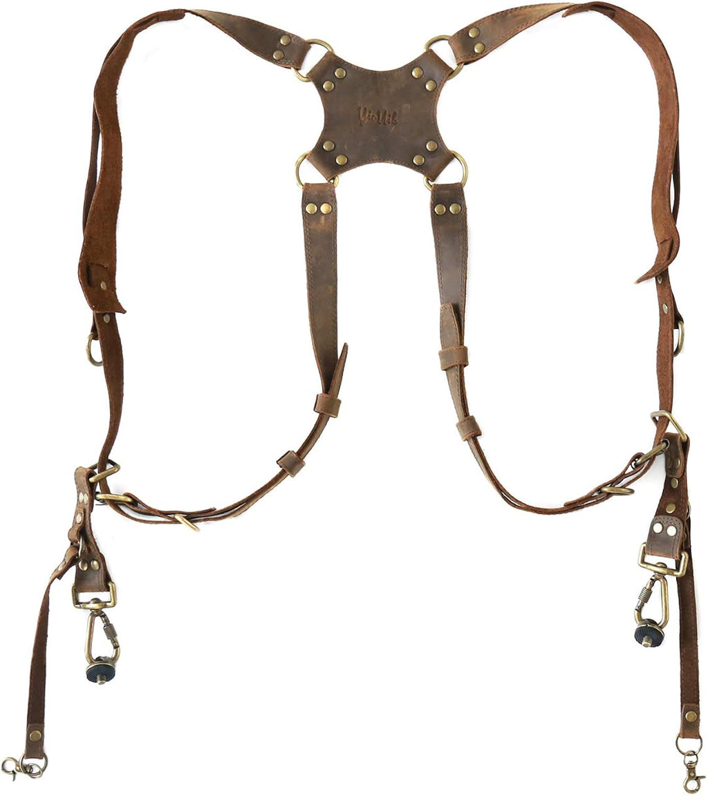 Retro Dual Camera Leather Shoulder Strap I1259