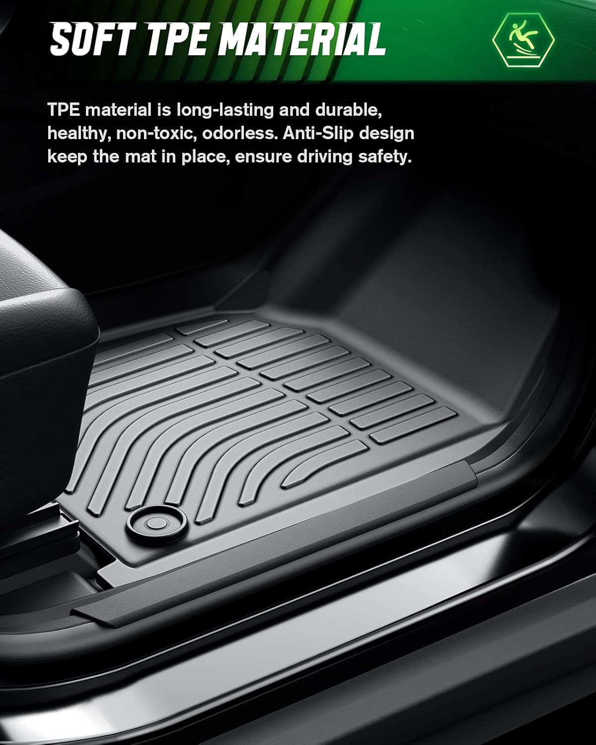 Black TPE Car Floor Mats Full Set V22225
