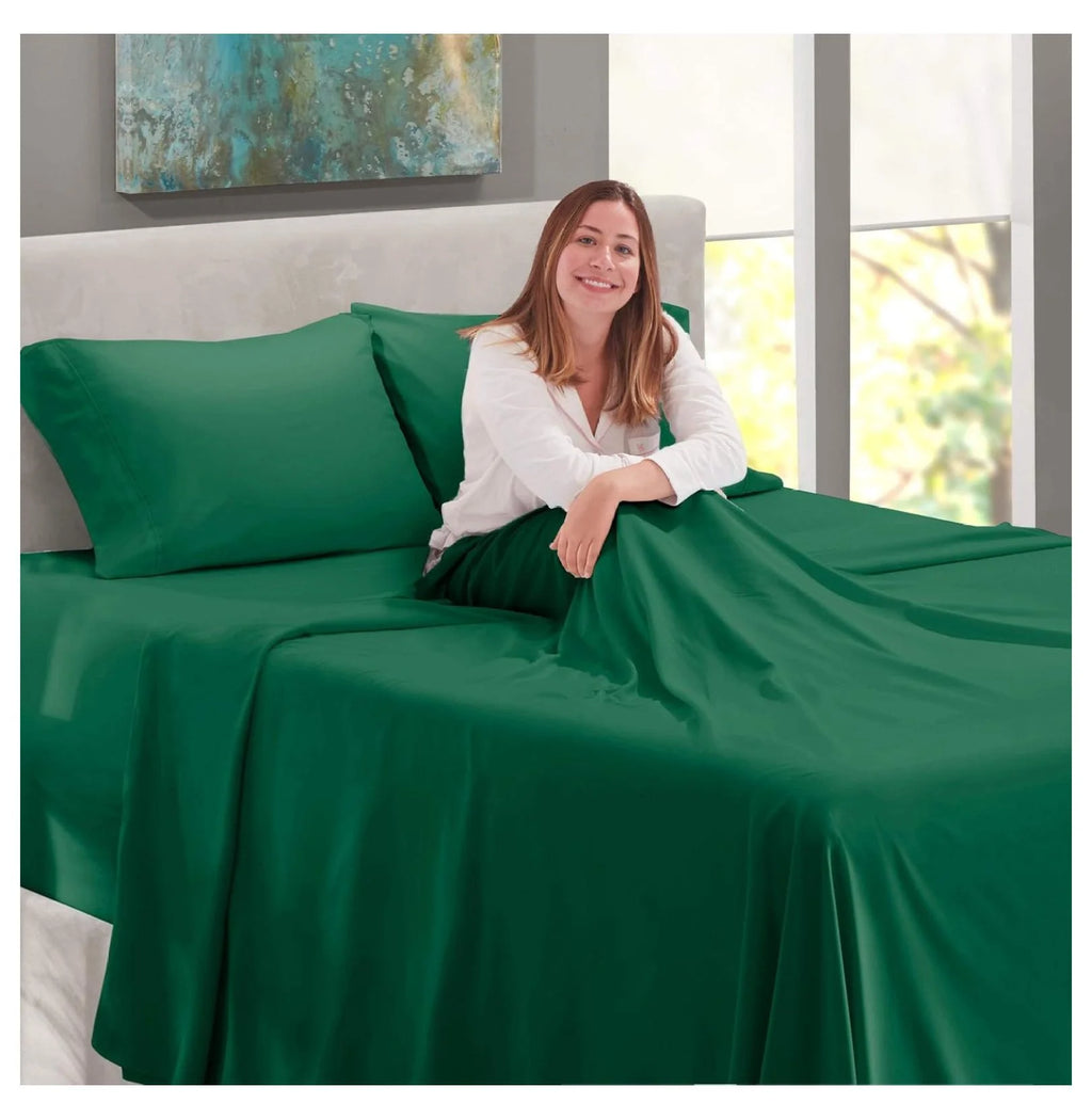 Green 4 Piece Queen Size Extra Deep Pocket Sheets K9675