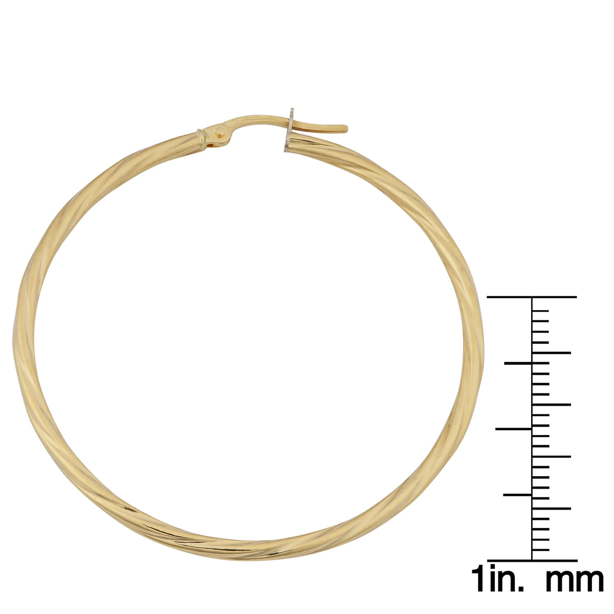 18k Yellow Gold Twisted Hoop Earrings, 1.7" V655