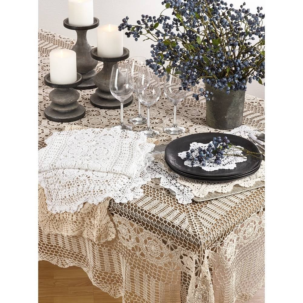 Handmade Crochet Lace Table Linens Grey D60534