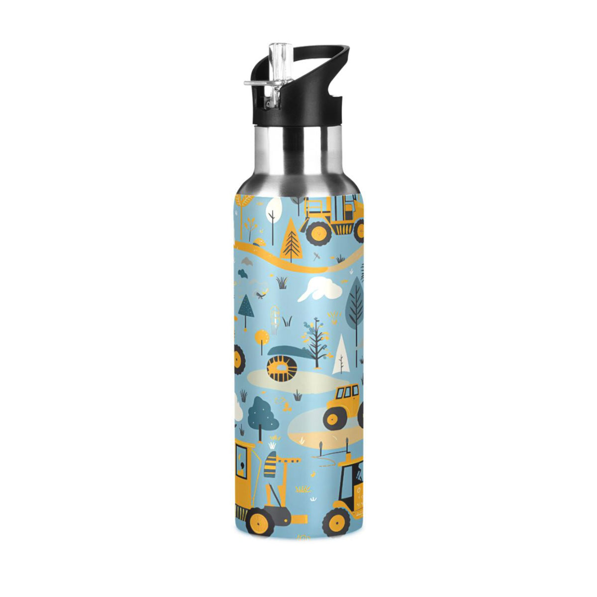 Blue Stainless Steel Insulated Water Bottle with Straw Lid J86048