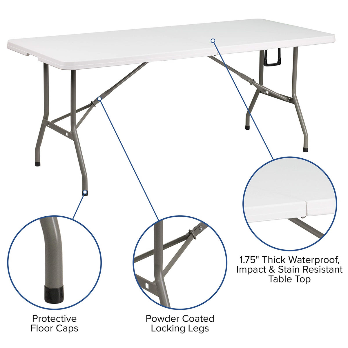 10'x10' White Pop Up Canopy Tent with Carry Bag and 6-Foot Bi-Fold Folding Table with Carrying Handle Z55858