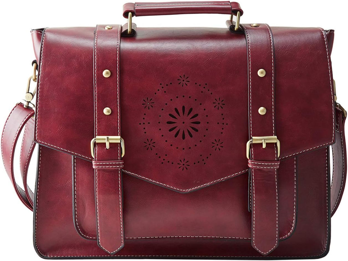 Tan PU Leather Laptop Messenger Bag A350149