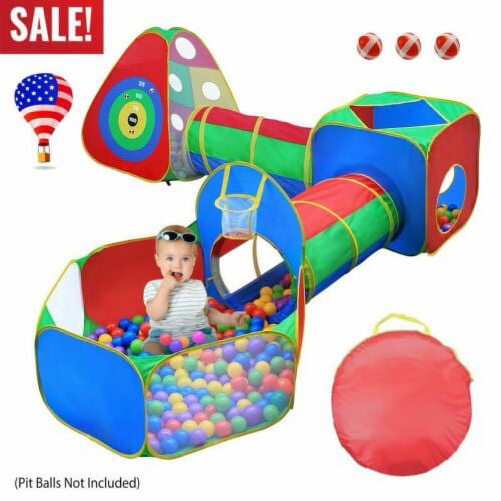 5 Pieces Kids Pop Up Play Tent Crawl Tunnel Ball Pit Playhouse V338862