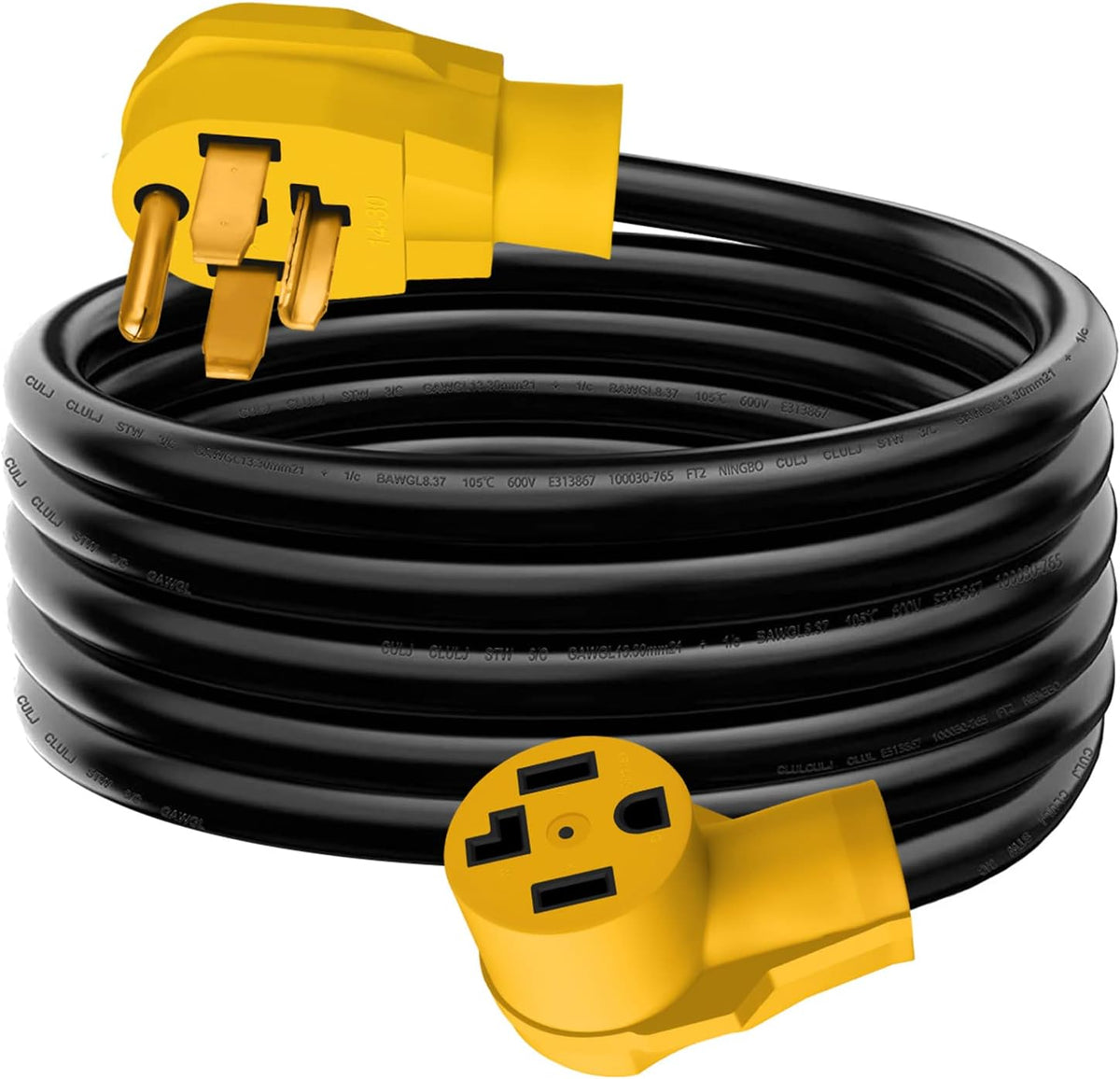 10 FT 4 Prong 30Amp 14-30P to 14-30R Extension Cord, 10 Gauge, Yellow, Pack of 2 X94268