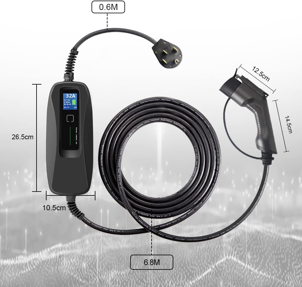 32 Amp Level 2 Portable EV Charger with NEMA14-50 25ft Cable Q82489