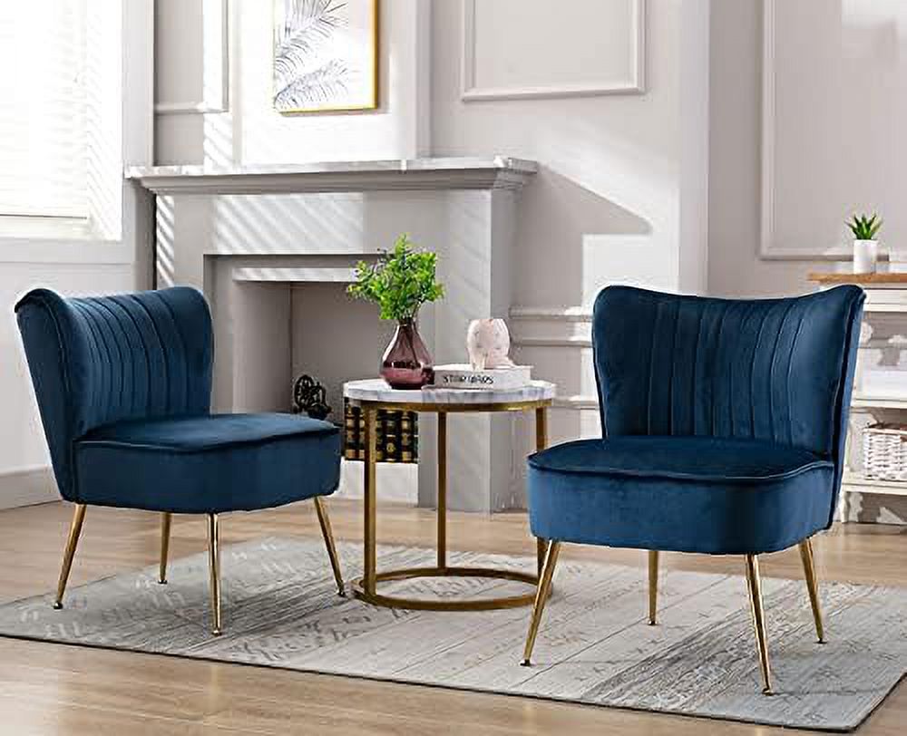 Velvet Accent Chairs Set of 2 with Golden Legs A5912
