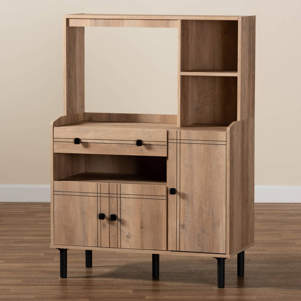 3-Door Wood Kitchen Storage Cabinet Oak Brown B958477