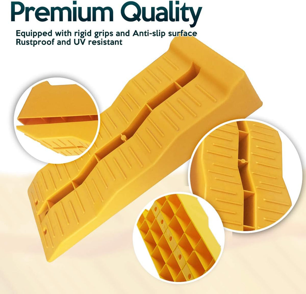 Set of 4 Yellow Drive-On Leveler Ramps C284081