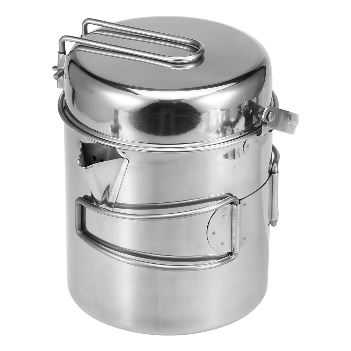 1L Stainless Steel Camping Pot with Foldable Handle J161