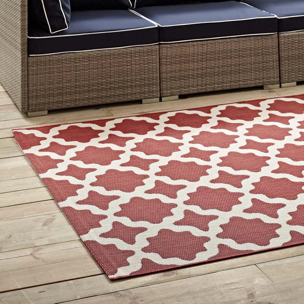 Red and Beige 8x10 Indoor and Outdoor Rug V73001