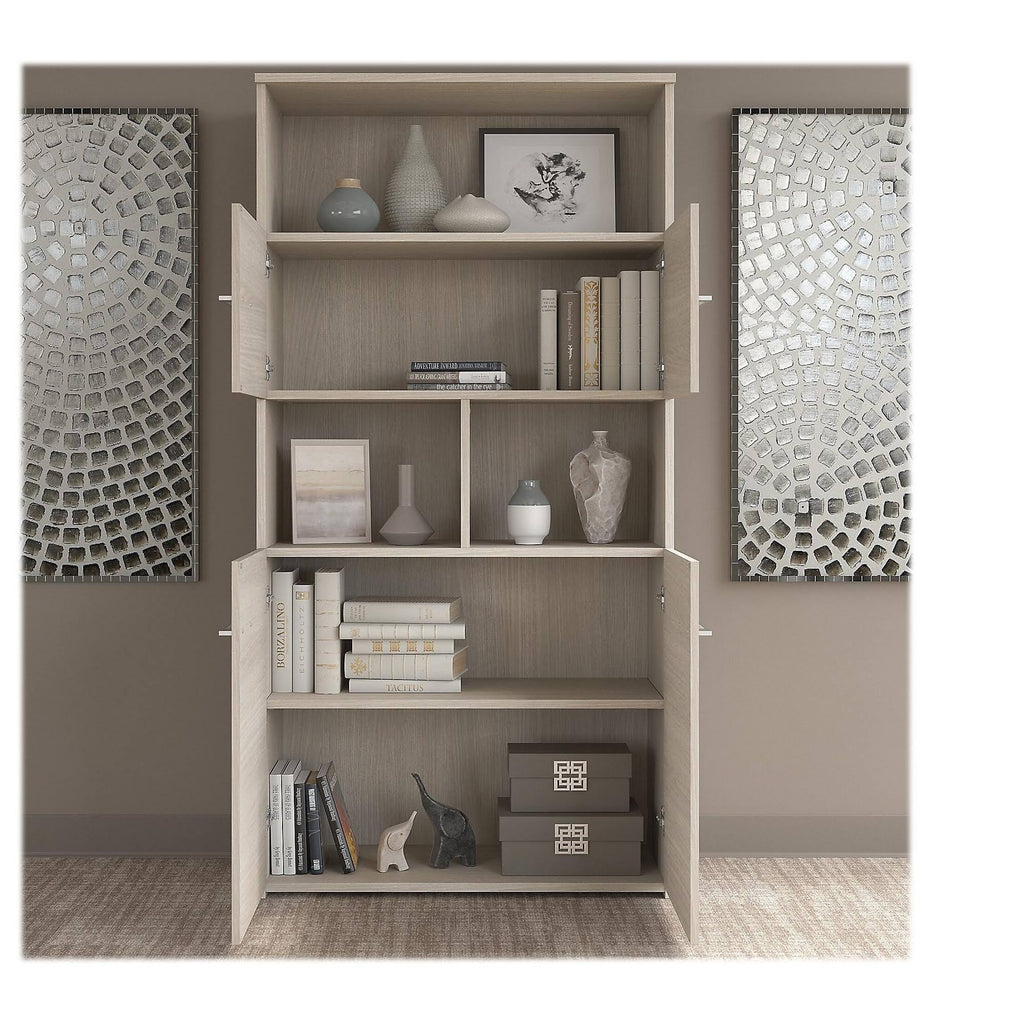 5 Shelf Bookcase with Doors, Sand Oak L2371