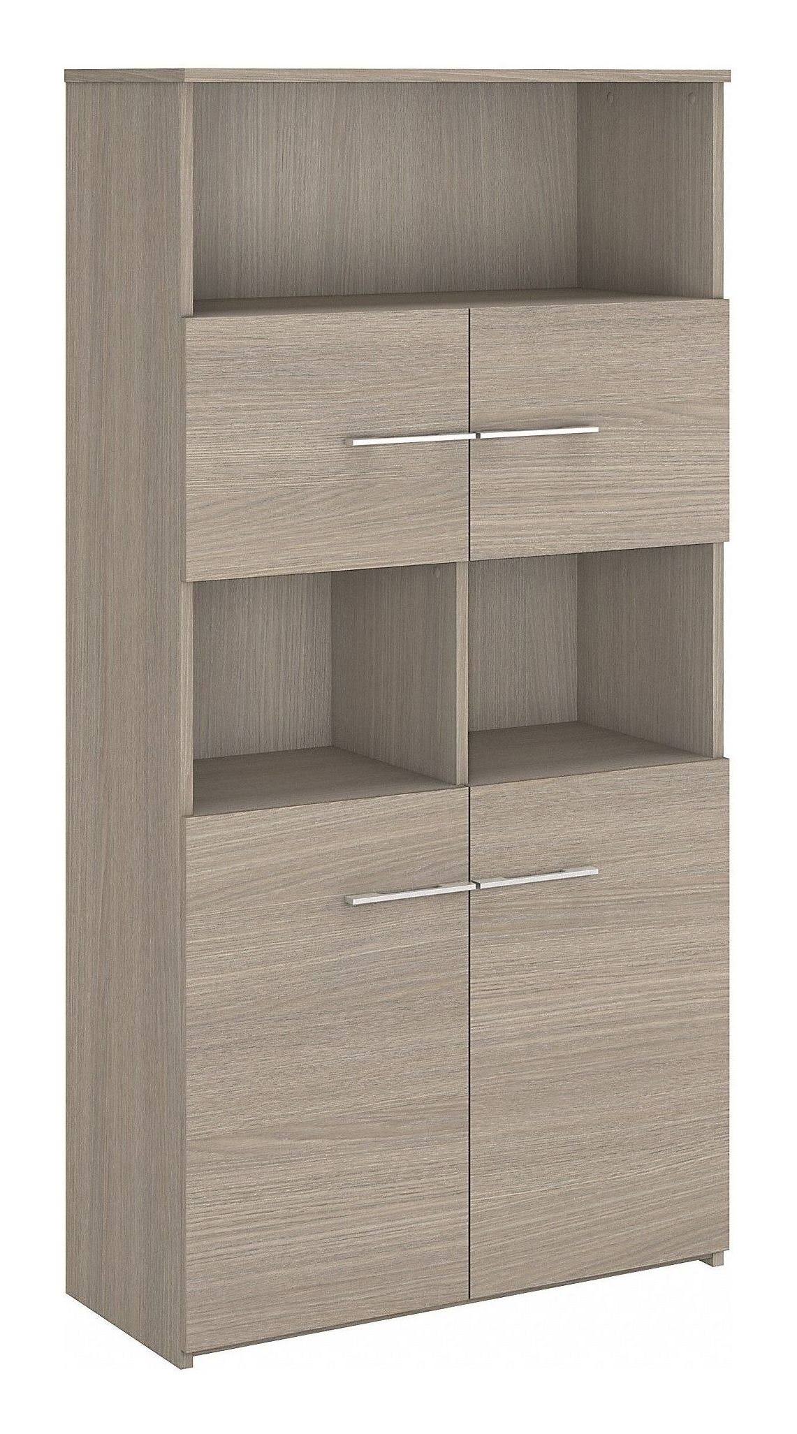 5 Shelf Bookcase with Doors, Sand Oak L2371