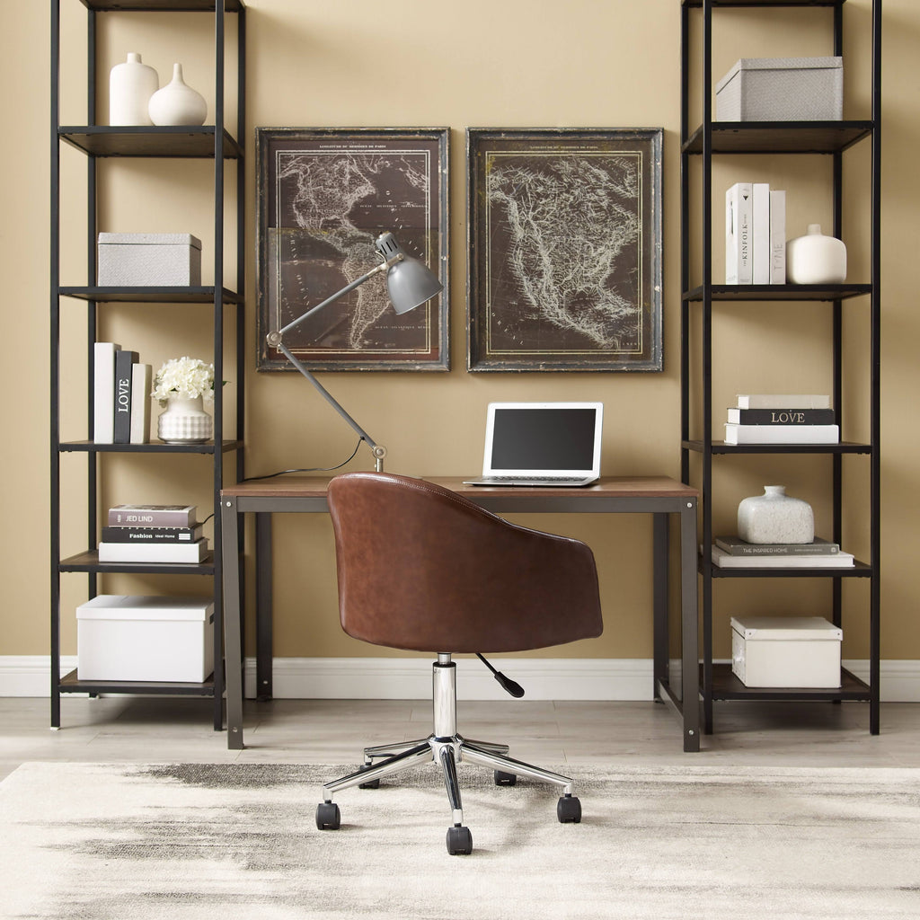 Gray Round Back Swivel Desk Chair with Caster H701