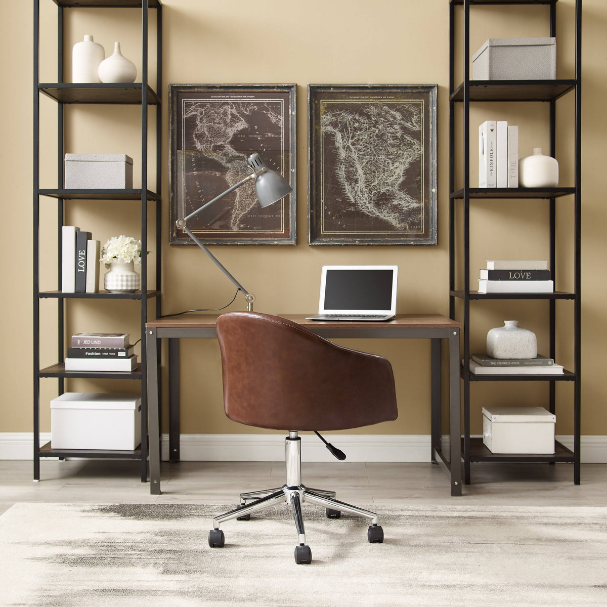 Gray Round Back Swivel Desk Chair with Caster H701