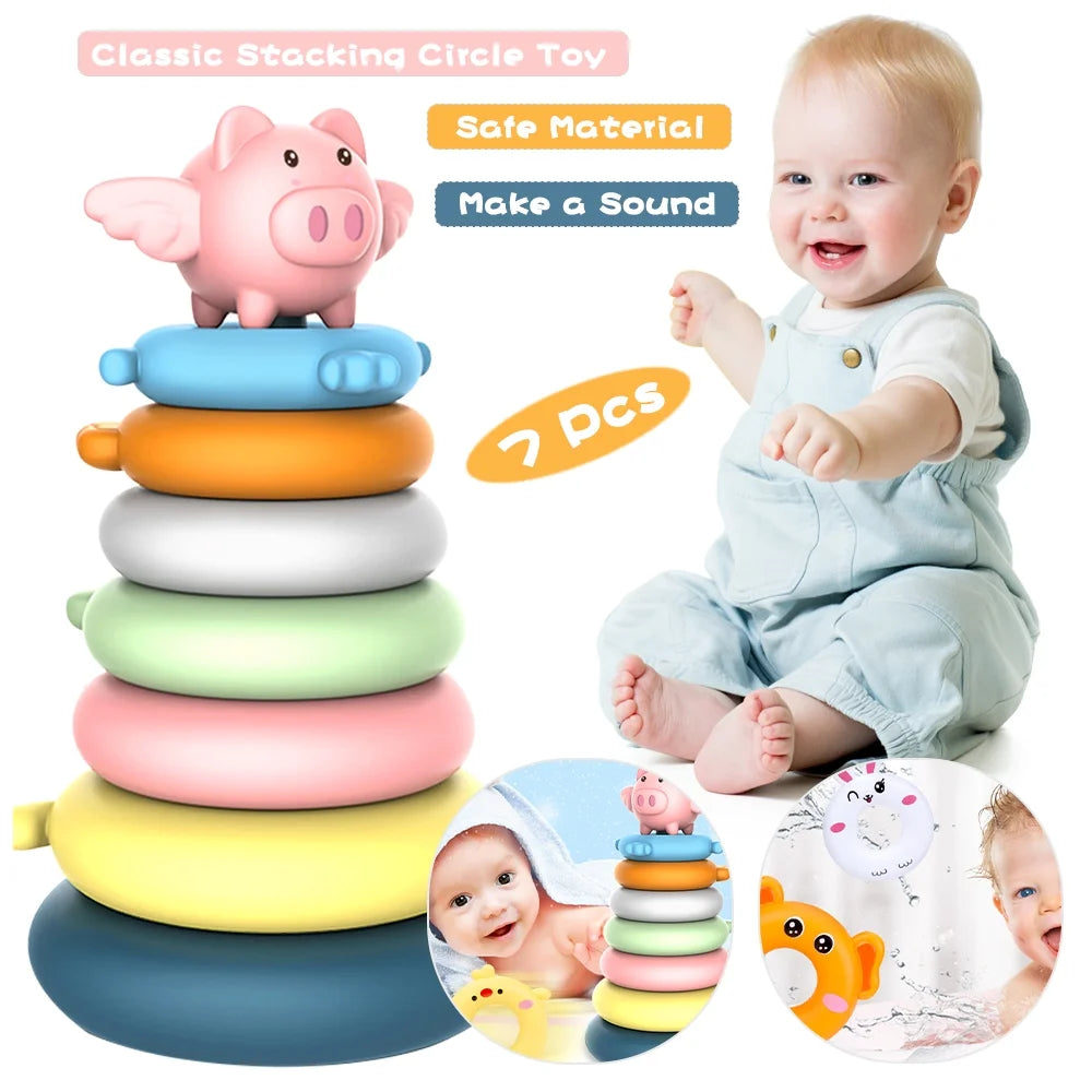 7 Rings Stacking Rings Soft Toys for Babies I421328