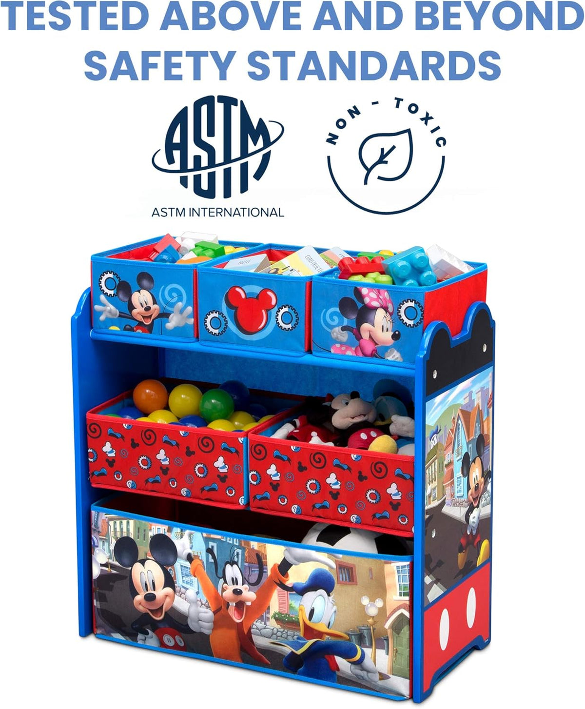 Kids Table and Chair Set with 2 Chairs and 6 Bin Toy Organizer R748