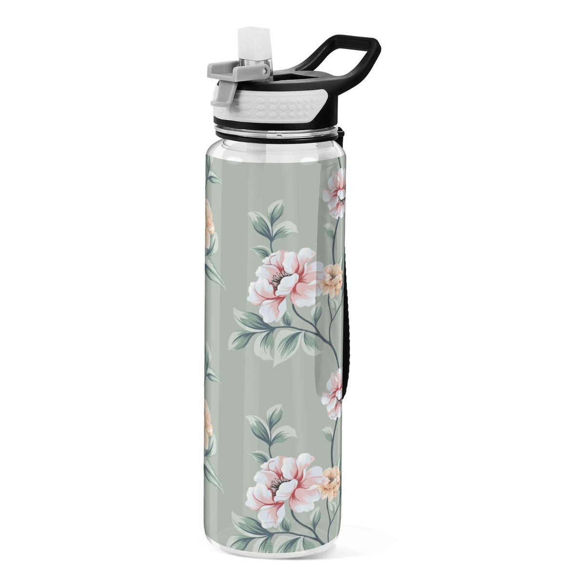 Pink Flowers Green Leaves 32oz Tritan Leakproof Sports Bottle S854310