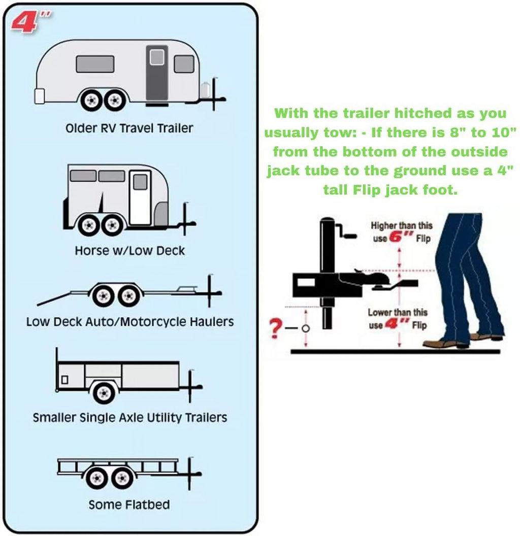 Zinc A-Frame Trailer Jack with 4" Flip Foot R997