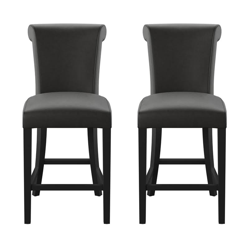 Black Faux Leather Bar Stool Set of Two H6232