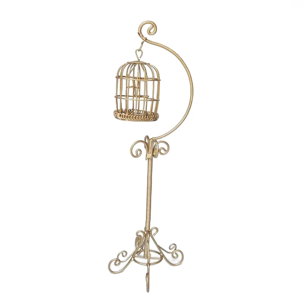 Miniature Metal Bird Cage Dollhouse Decoration Z550