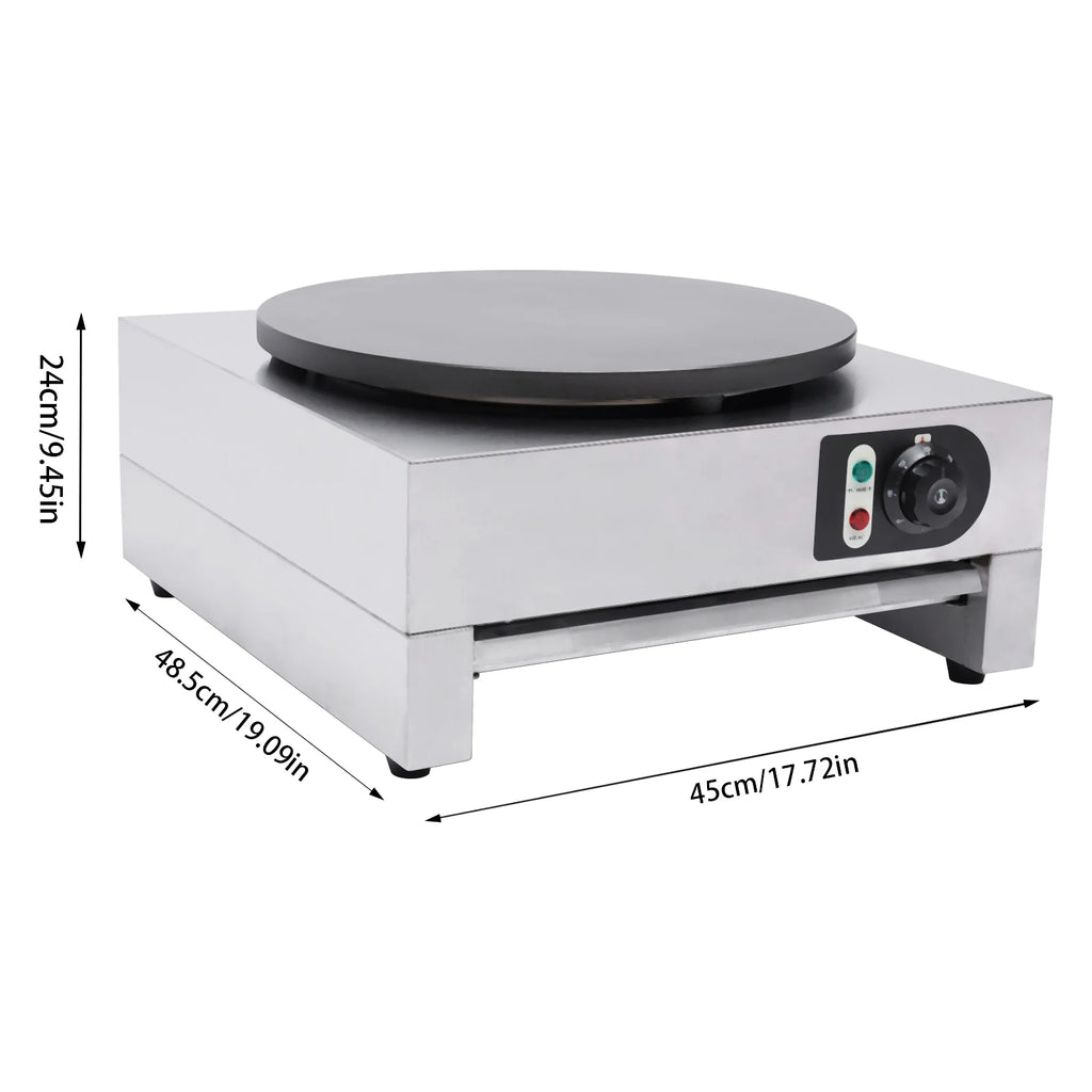 15.7" 110V Commercial Electric Pancake Machine Non Stick Single Hotplate W9621