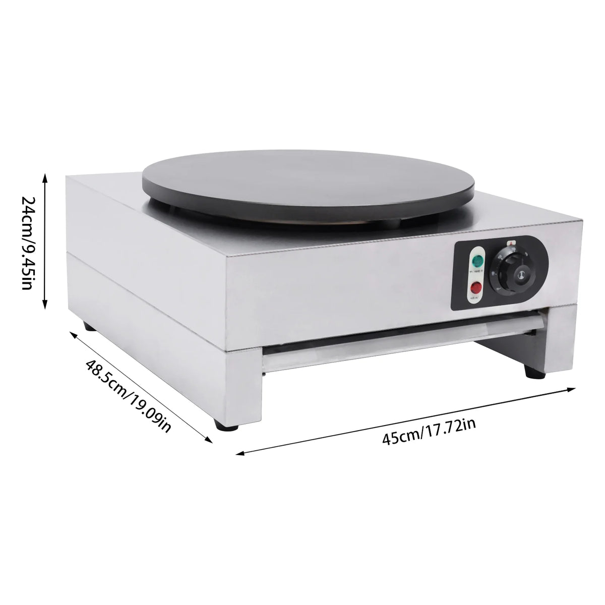 15.7" 110V Commercial Electric Pancake Machine Non Stick Single Hotplate W9621