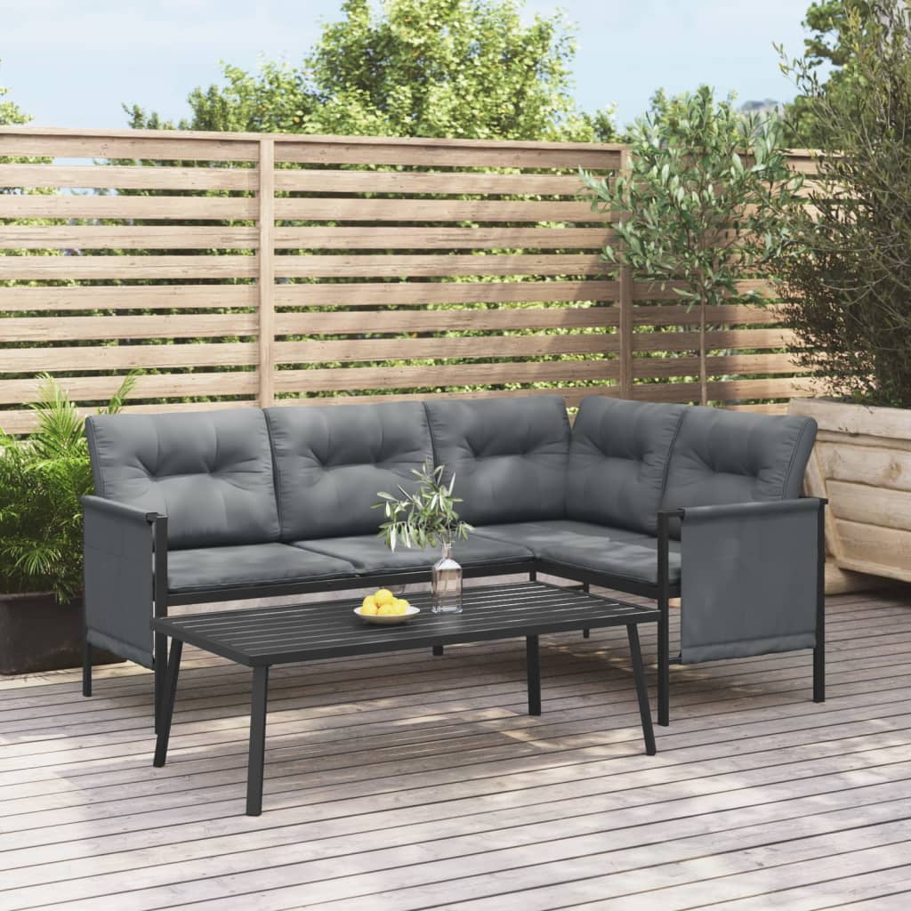 Anthracite Steel and Textilene Patio Corner Sofa W338896