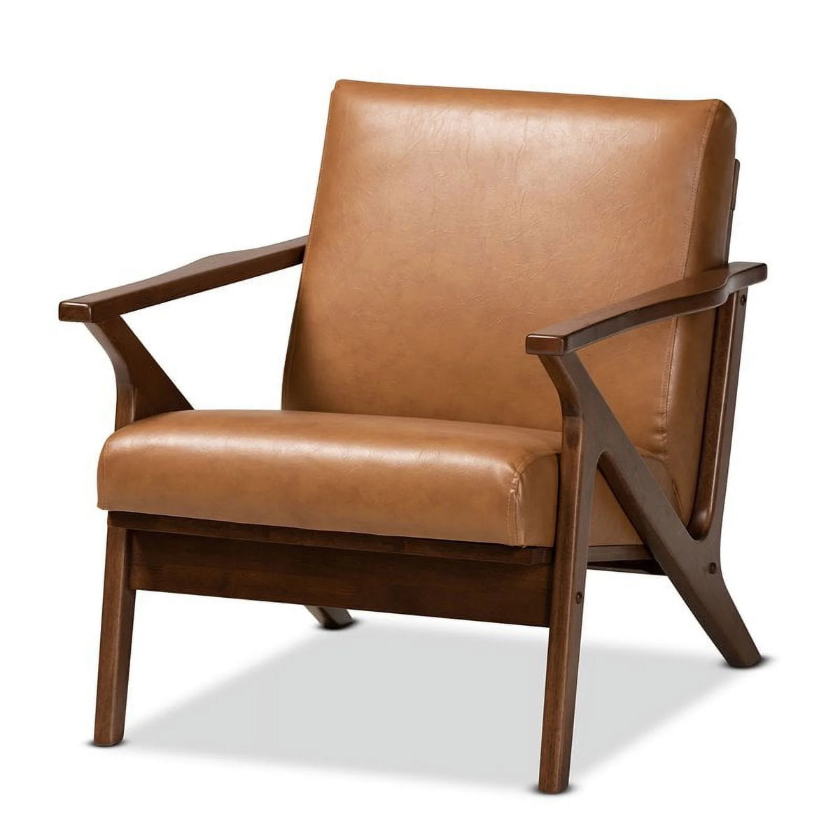 Brown Finished Wood 2-Piece Lounge Chair and Ottoman Set J4022