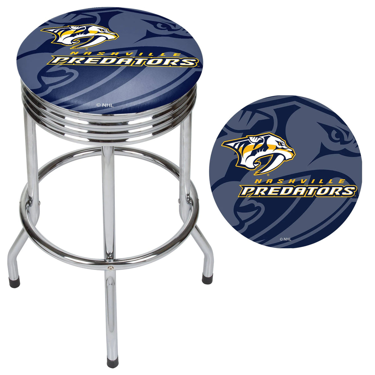 Chrome Ribbed Bar Stool Y5857