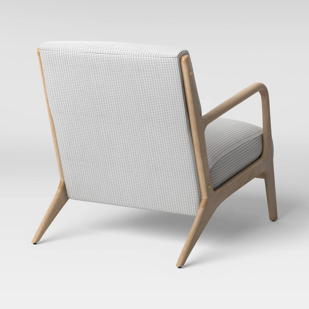 Plaid White/Black Wood Armchair K86965