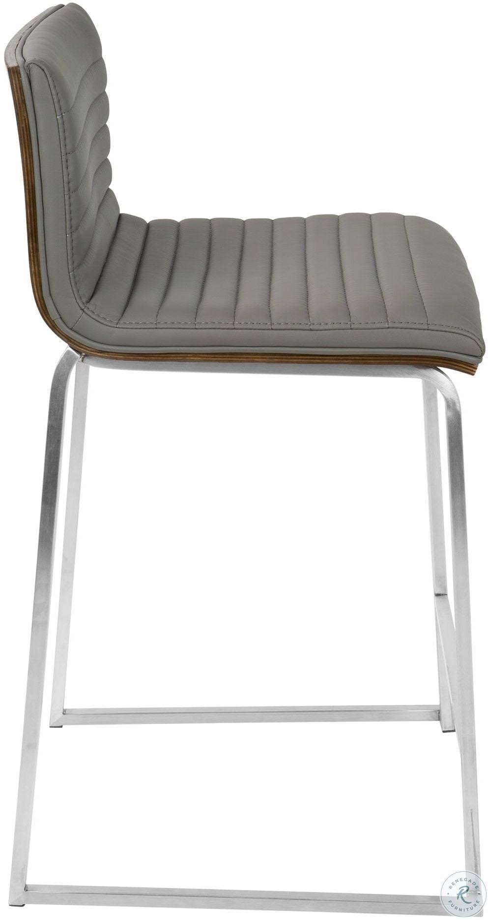 Counter Stool Set of 2 Walnut Grey J976335