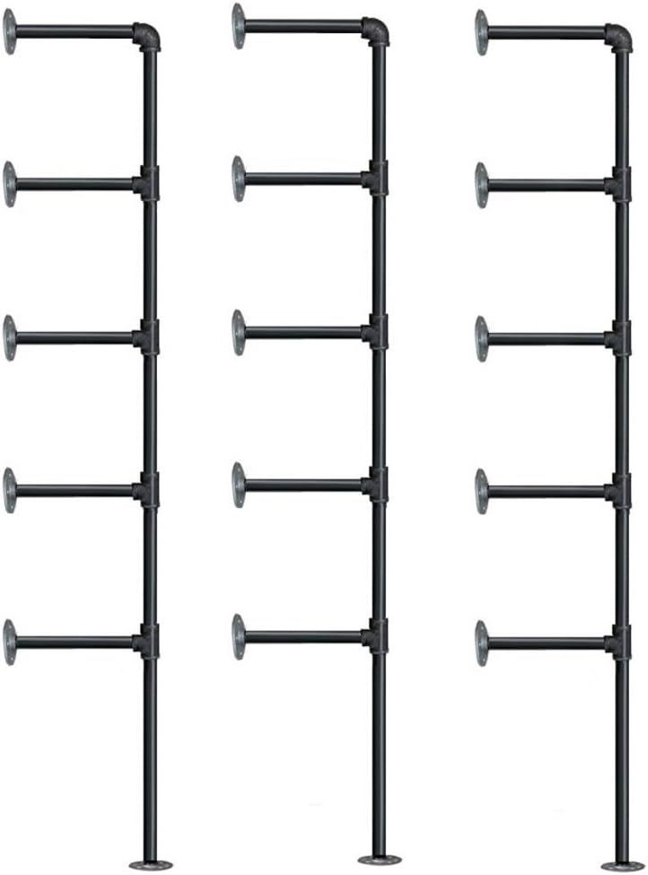 Industrial Retro Wall Mount Iron Pipe Shelf, DIY Open Bookshelf (2Pcs) R5650