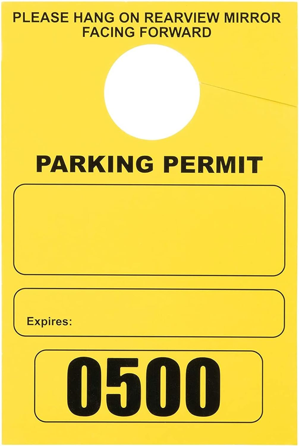 Yellow 500 Pieces Numbered Parking Permit Hang Tags V343