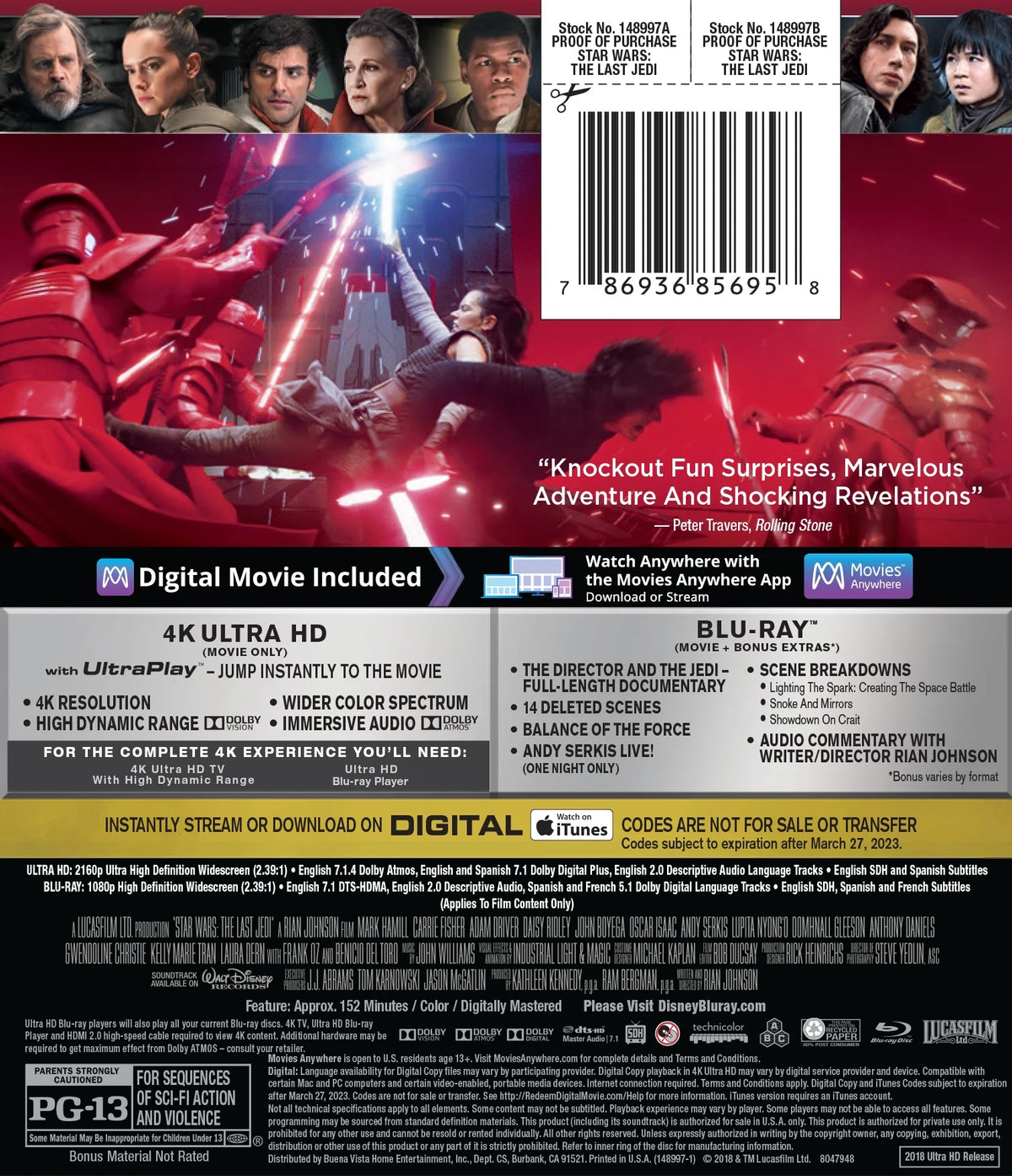 Star Wars: Episode VIII: The Last Jedi (4K Ultra HD + Blu-ray) I53015